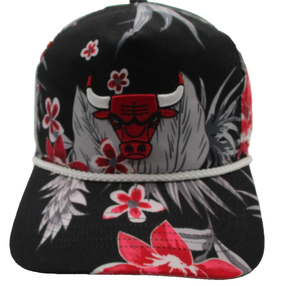 Chicago Bulls Hat Cap Snap Back One Size Floral Black NBA Basketball 47 Brand